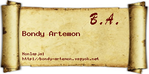Bondy Artemon névjegykártya